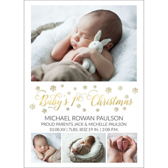 Snowflake Baby's 1st Christmas Flat Holiday Photo Cards